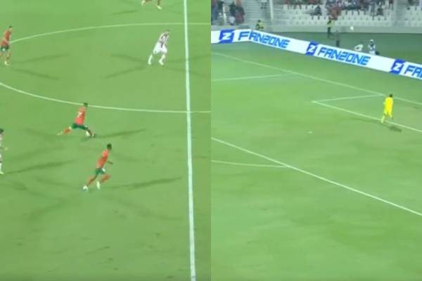 Era el gol del Mundial: jugador de Marruecos se mandó golazo de mitad de cancha 