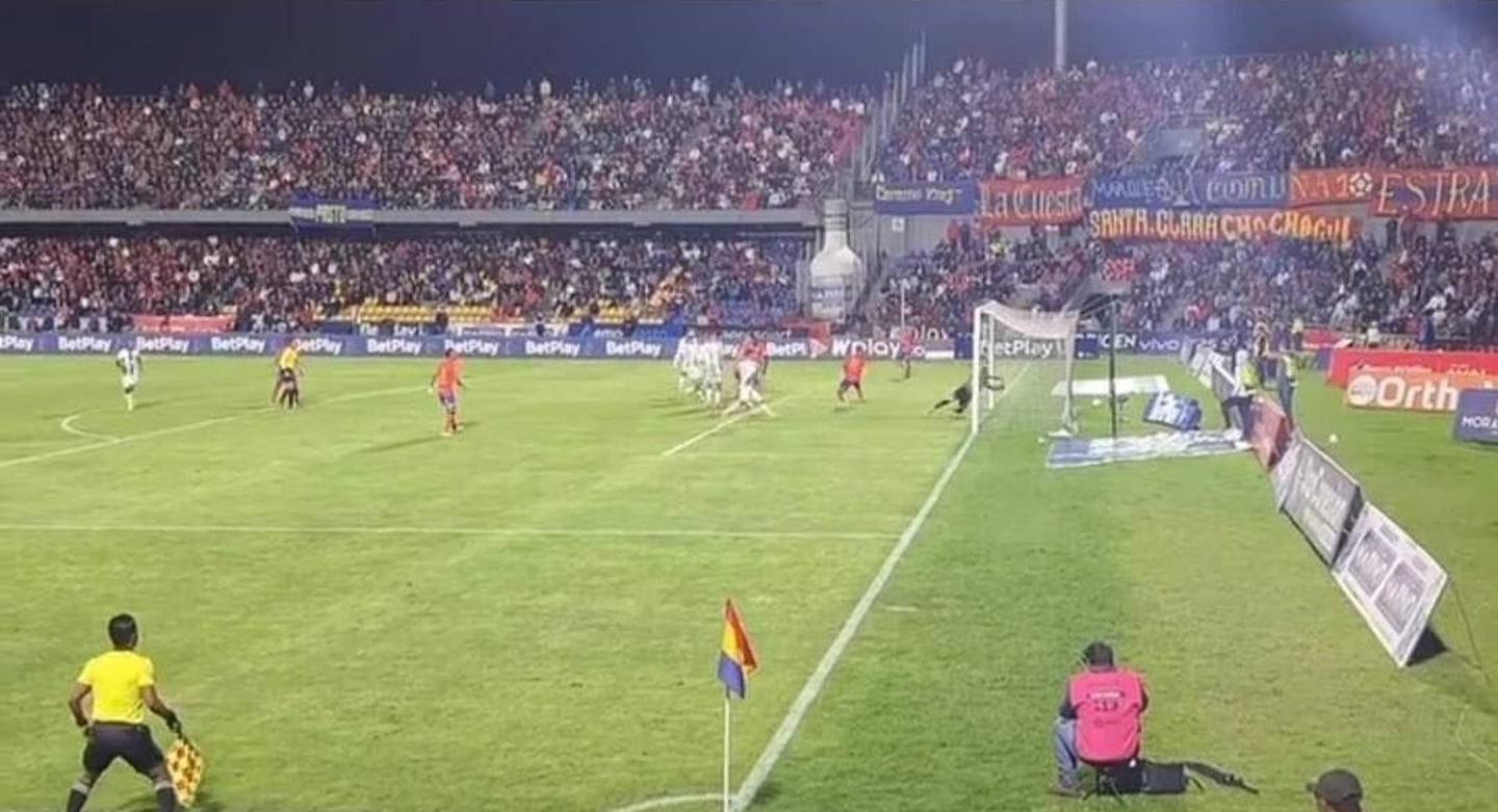 Imagen del gol no validado a Nacional contra Pasto.