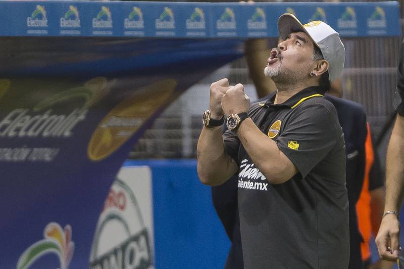 Diego Armando Maradona en su etapa como entrenador de Dorados