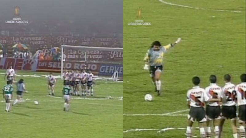 René Higuita le anotó un golazo de tiro libre a River Plate hace 27 años