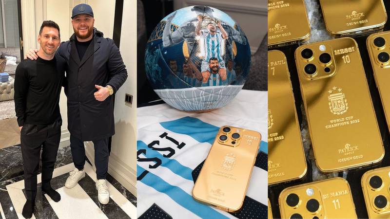 Los iPhones de oro que Messi y sus compañeros de Argentina recibieron.