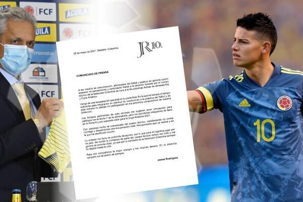 Imagen: Comunicado oficial de James Rodríguez contra cuerpo técnico de Colombia por sacarlo de partidos contra Perú y Argentina