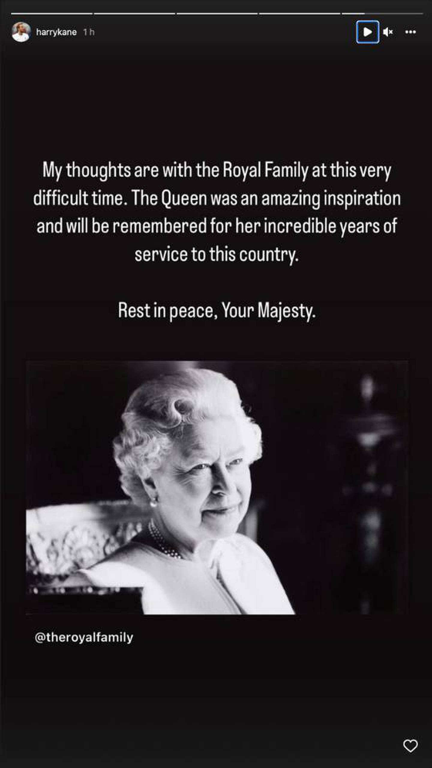 Mensaje de Harry Kane sobre la muerte de la Reina Isabel II