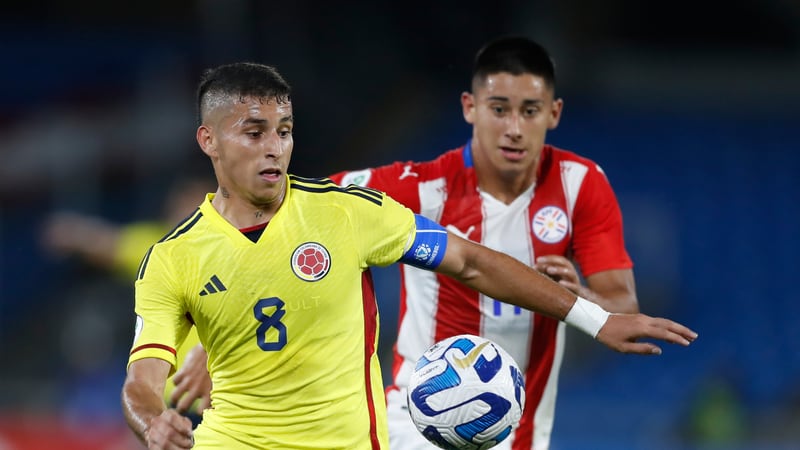 Selección Colombia Sub-20 en partido contra Paraguay