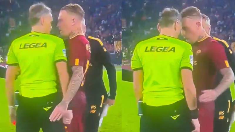El árbitro del partido Roma-Napoli tuvo un duro enfrentamiento con jugador del equipo local.