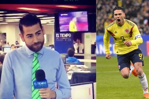 Video: Gol de Colombia interrumpe a un presentador de noticias en medio de un avance