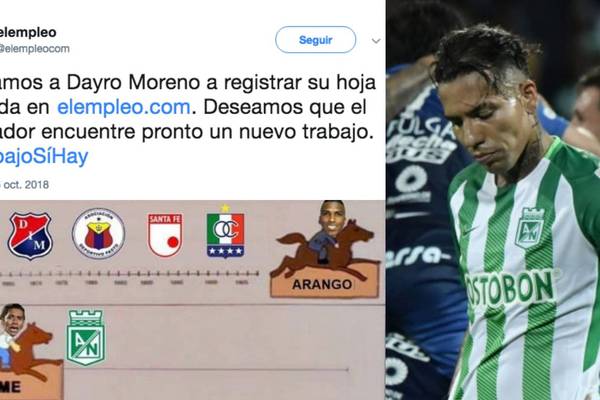 Burlas por el despido de Dayro Moreno de Atlético Nacional