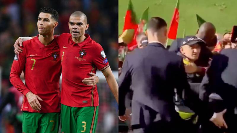 Cristiano Ronaldo y su particular 'caricia' a Pepe.