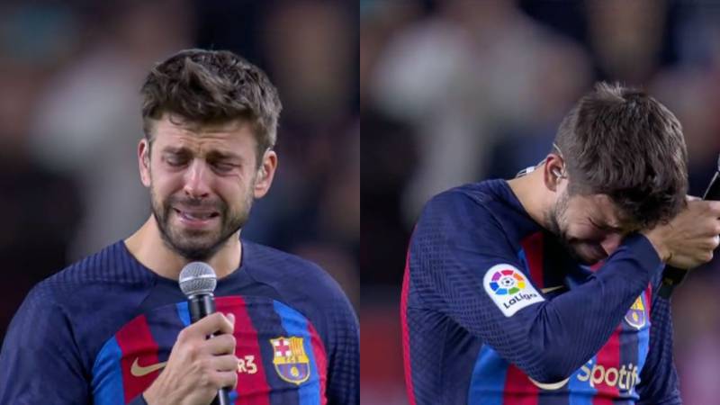 Piqué terminó entre lágrimas su mensaje de despedida del fútbol.