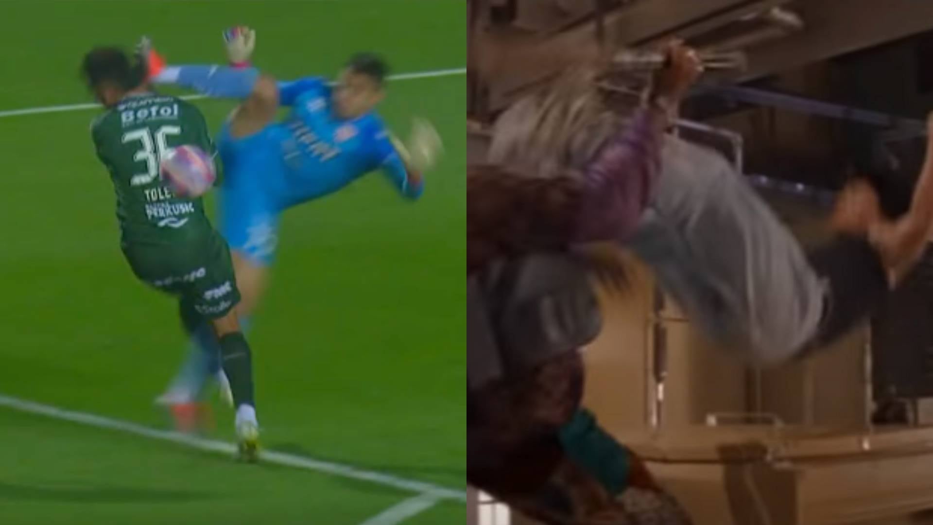 Patada de Santiago Mele a Javier Toledo en Unión vs. Sarmiento