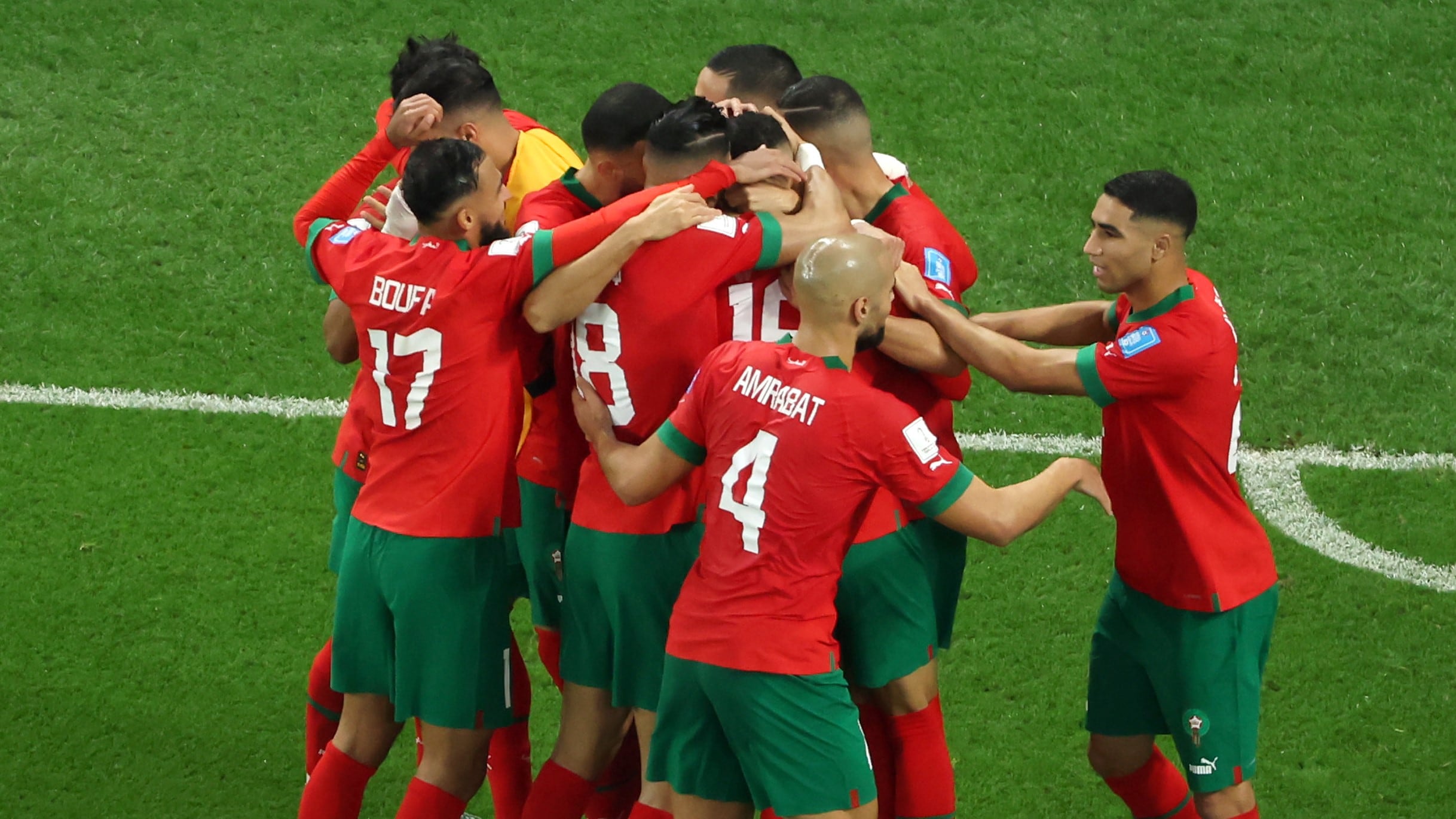 Festejo de la Selección de Marruecos
