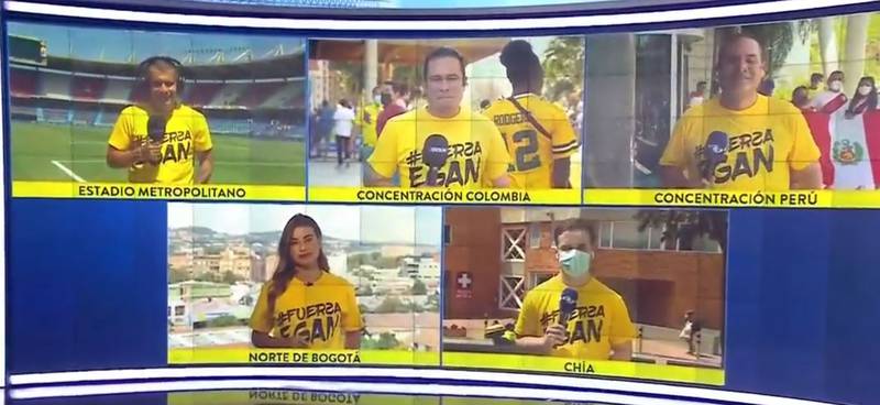 El homenaje de los reporteros de Caracol a Egan durante el Colombia-Perú