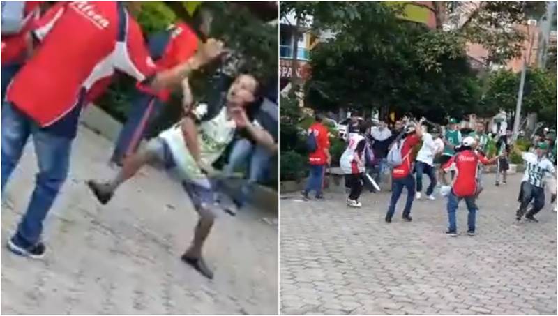 Hinchas de Nacional y Medellín se pelearon a machete antes del clásico
